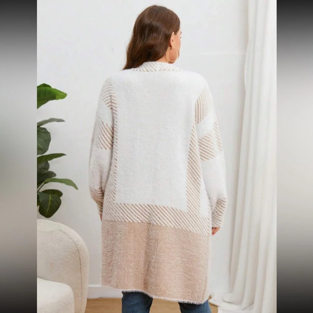 Cozy Fuzzy Open Front Duster  Cardigan - Picture 3 of 6